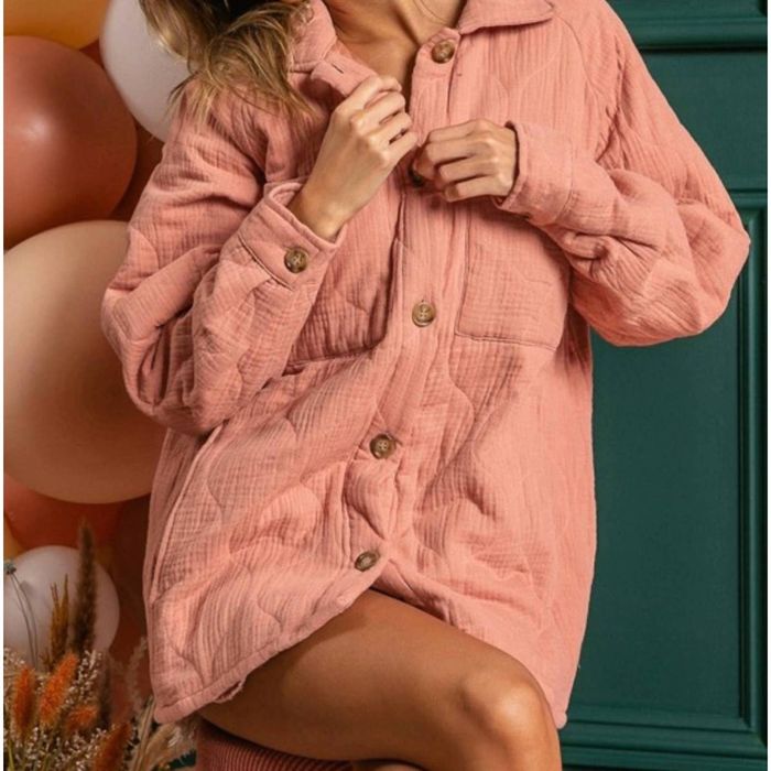 Designer BIBI Quilted Gauze Jacket In Peach Grailed
