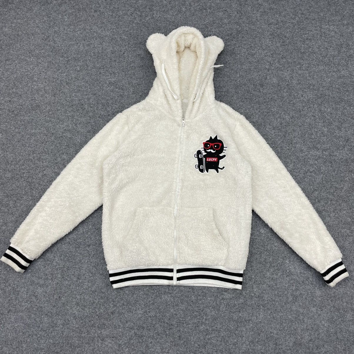 Girl Skateboards × Japanese Brand × Vintage Lucpy Skate Fleece ear Hoodie Jacket Size US M / EU 48-50 / 2 - 1 Thumbnail