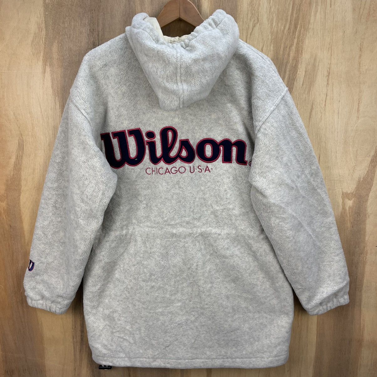 Vintage × Wilson Vintage Wilson Quilted Fleece Hoodies Embroidery Spellout Size US M / EU 48-50 / 2 - 1 Thumbnail
