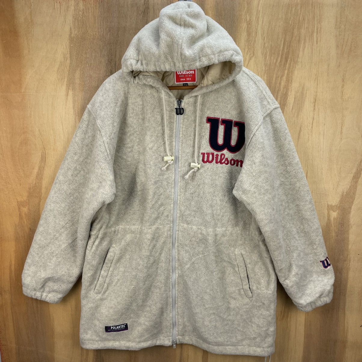 Vintage × Wilson Vintage Wilson Quilted Fleece Hoodies Embroidery Spellout Size US M / EU 48-50 / 2 - 2 Thumbnail