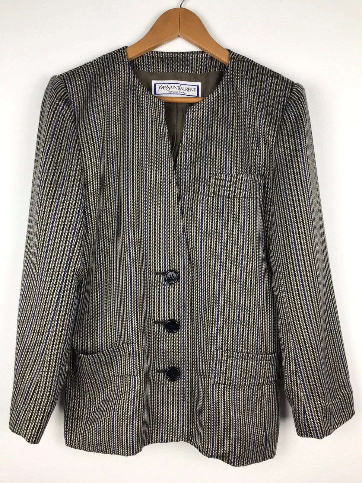 Yves Saint Laurent Yves Saint Laurent Blazer Hickory Stripe Size US S / EU 44-46 / 1 - 1 Thumbnail