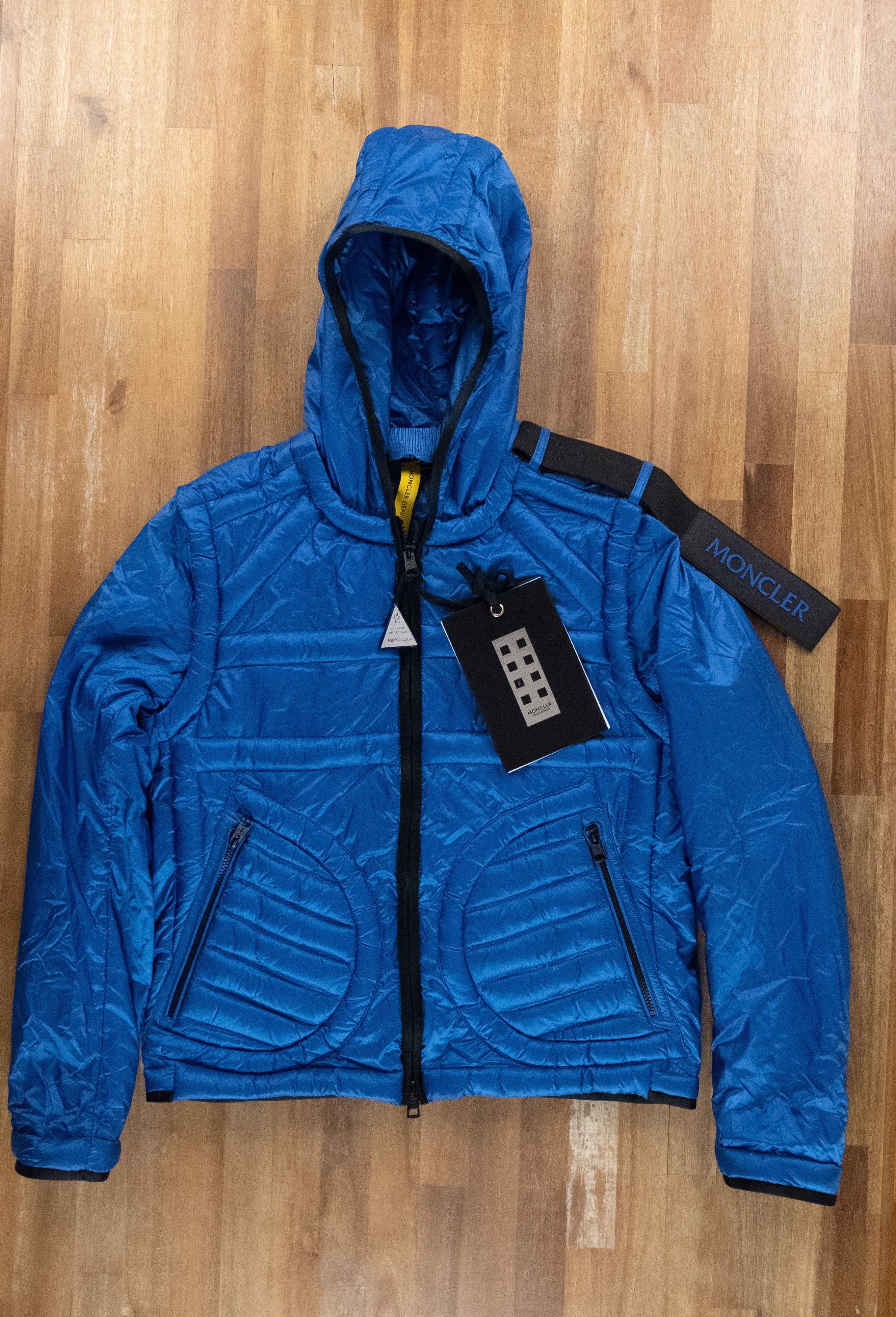 image of Moncler Genius Craig Green Apex Blue Down Hooded Jacket 2, Men's (Size Medium)