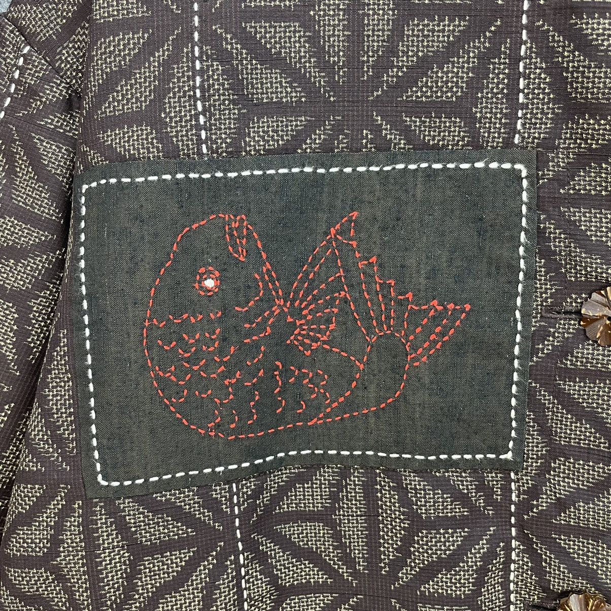 Japanese Brand Japanese Traditional Sashiko Stitch Pathcwork Button Jacket Size US L / EU 52-54 / 3 - 4 Thumbnail