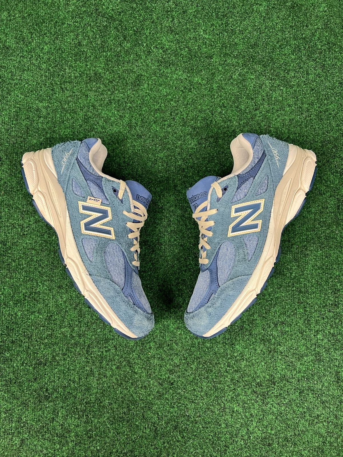 image of 990V3 X Levis’S Denim Mallard Blue Size 10 Shoes in Blue White, Men's