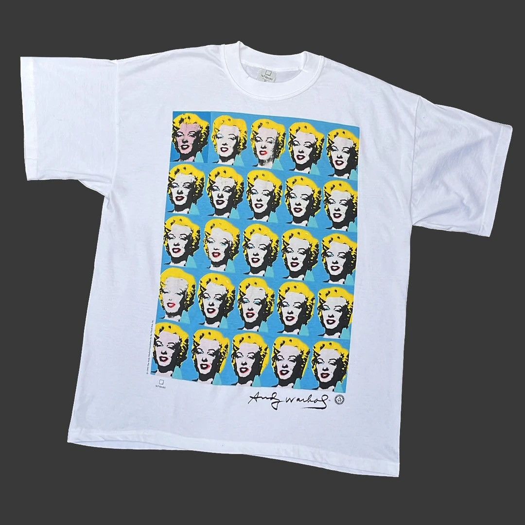 image of Andy Warhol x Art Warhol 93 90's Marilyn Monroe Pop Art Vintage Te Neues Tee in White (Size XL)