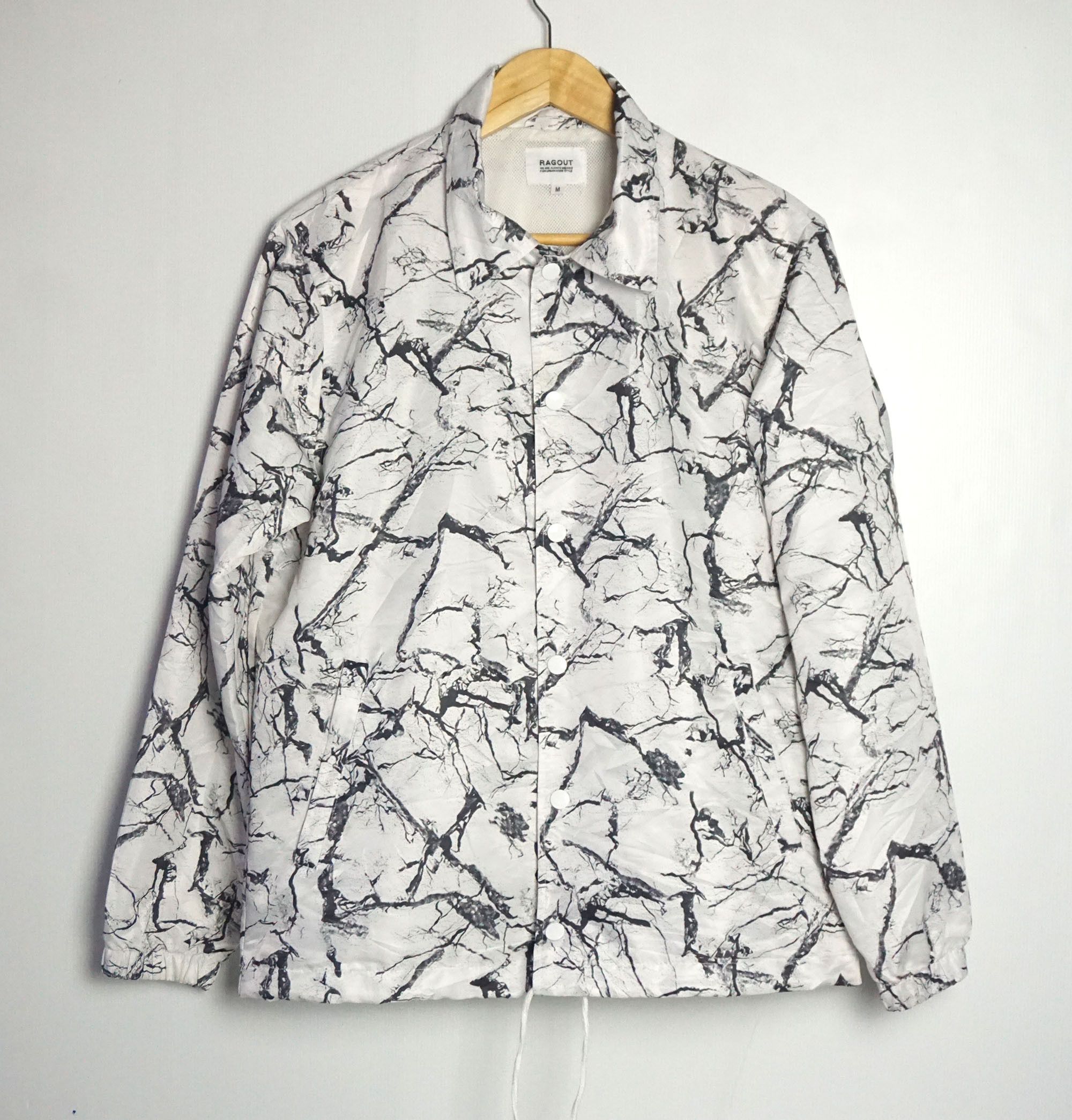 image of Ragout Marbles Design Windbreaker in White, Men's (Size Medium)