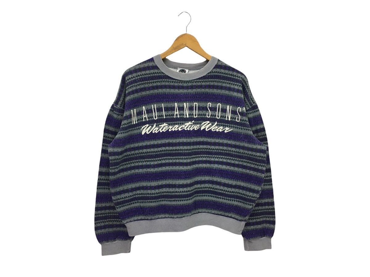Maui and Sons × Vintage Vintage Maui And Sons Big Logo Stripes Sweatshirt Size US M / EU 48-50 / 2 - 1 Thumbnail