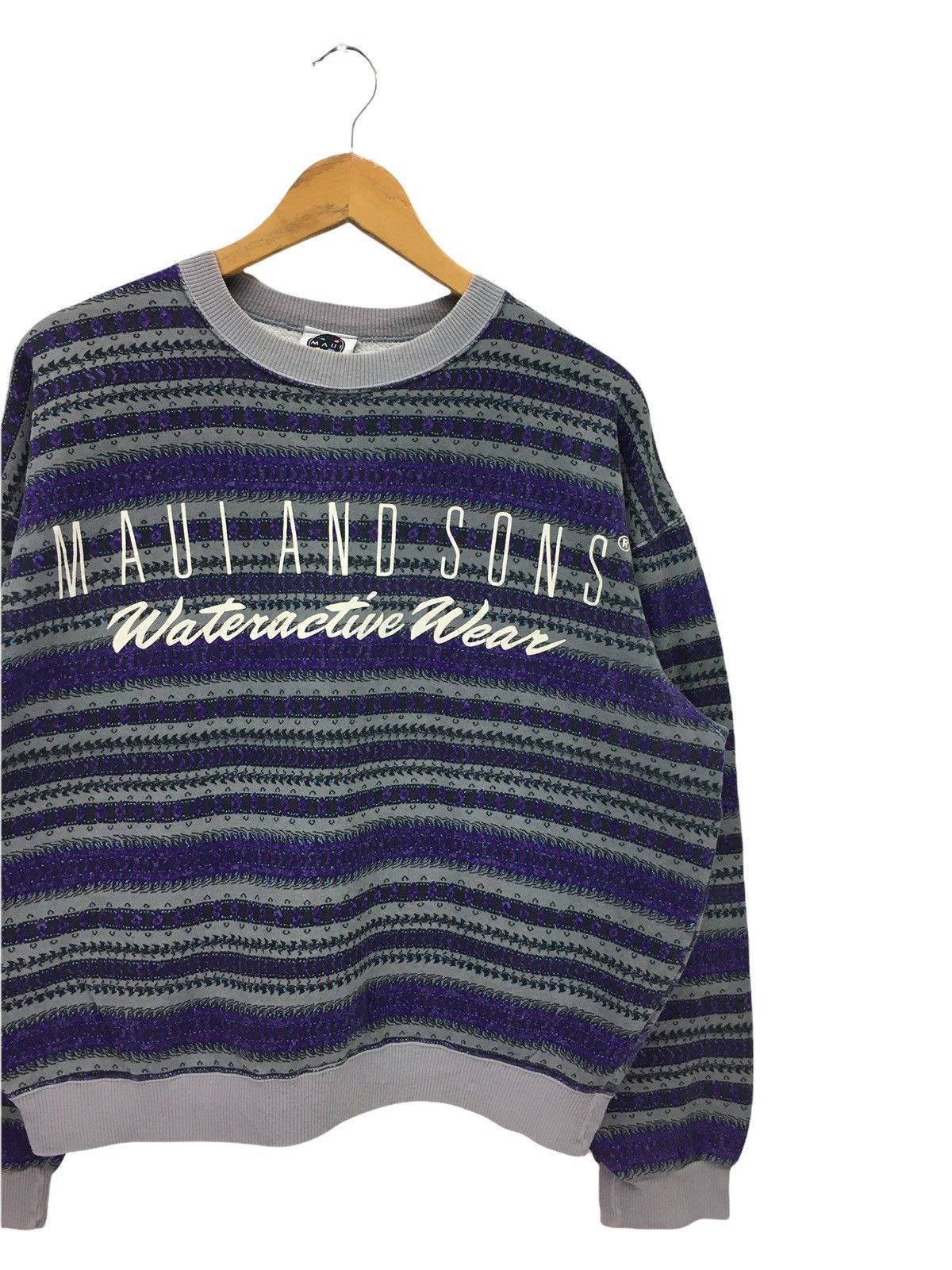 Maui and Sons × Vintage Vintage Maui And Sons Big Logo Stripes Sweatshirt Size US M / EU 48-50 / 2 - 4 Thumbnail