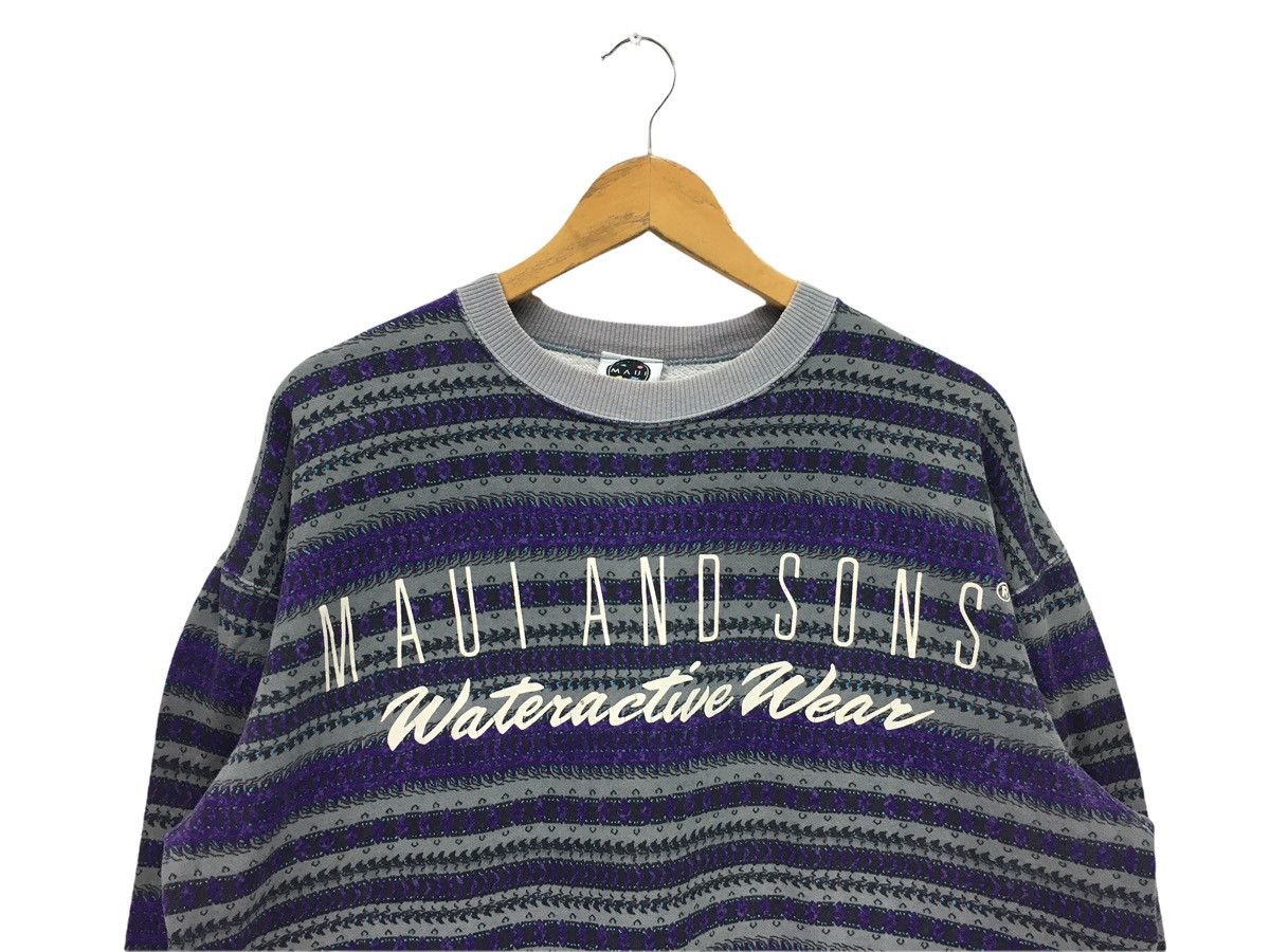 Maui and Sons × Vintage Vintage Maui And Sons Big Logo Stripes Sweatshirt Size US M / EU 48-50 / 2 - 2 Thumbnail