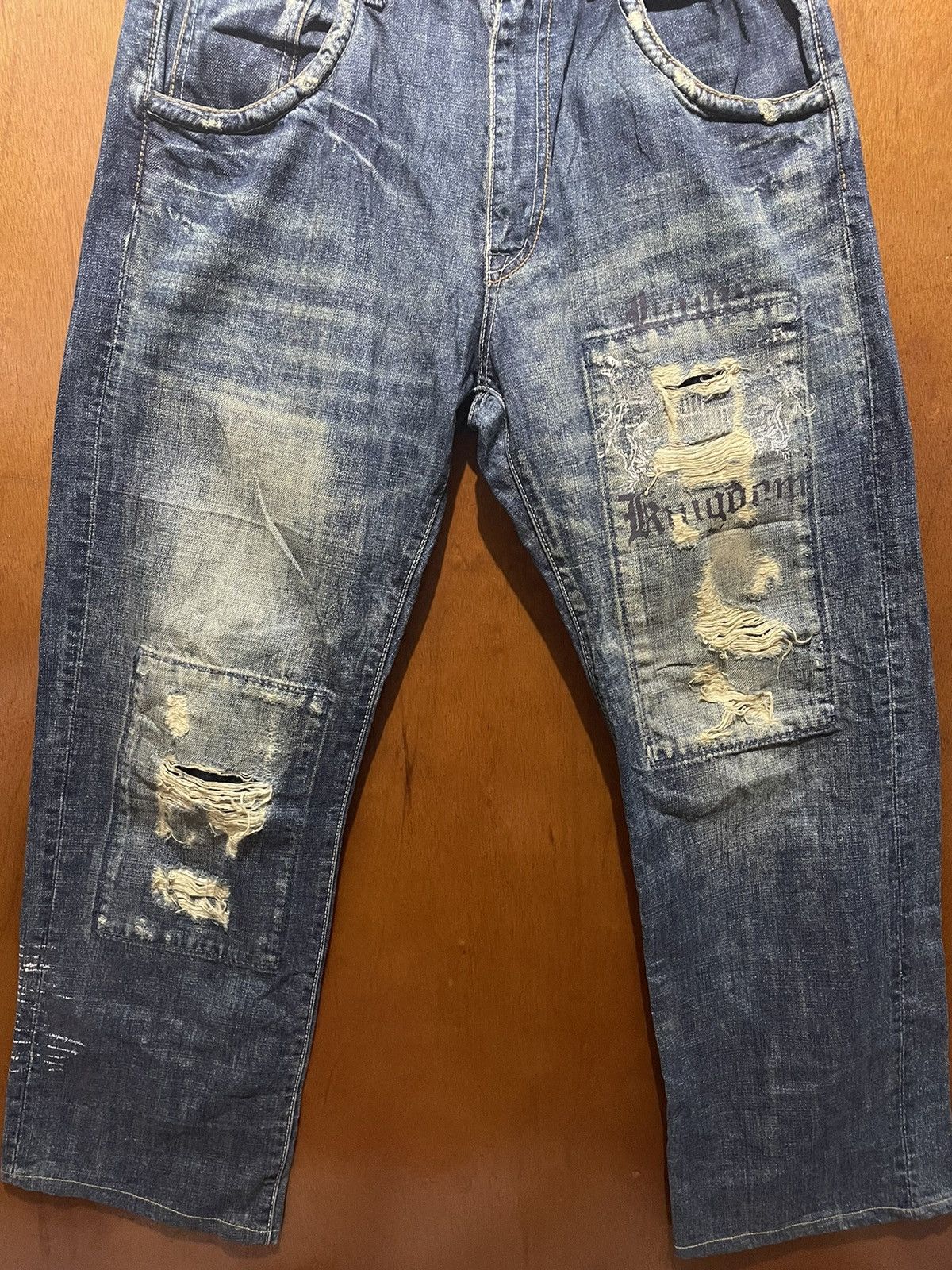 Global Work Vintage Global Work Distressed Jeans Size US 32 / EU 48 - 3 Thumbnail