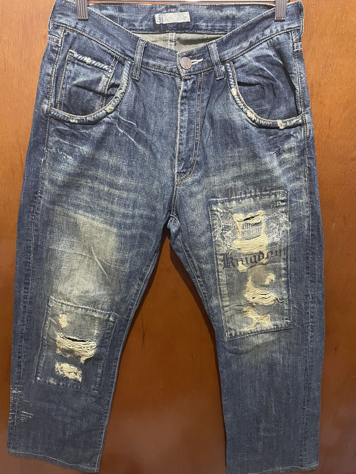 Global Work Vintage Global Work Distressed Jeans Size US 32 / EU 48 - 2 Thumbnail