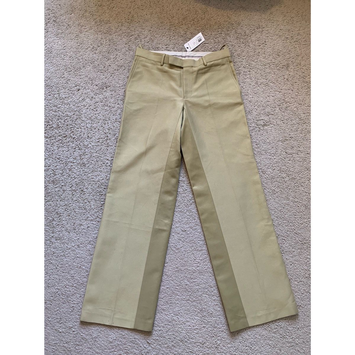 image of Helmut Lang Evening Sateen Wide Leg Pants in Khaki, Men's (Size 32)