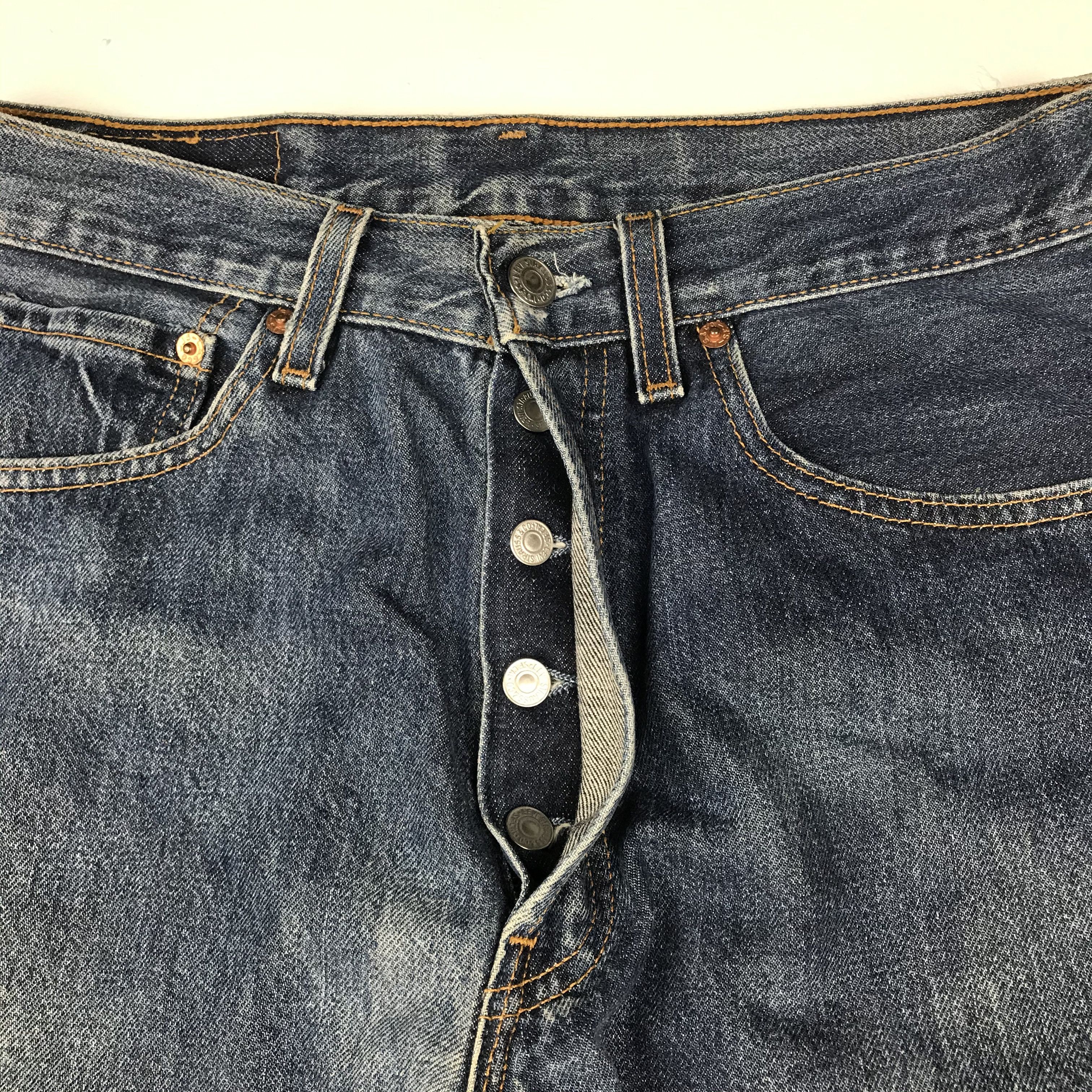 Levi's Vintage Clothing × Vintage vintage levis 501 distress denim nice design Size US 29 - 4 Thumbnail