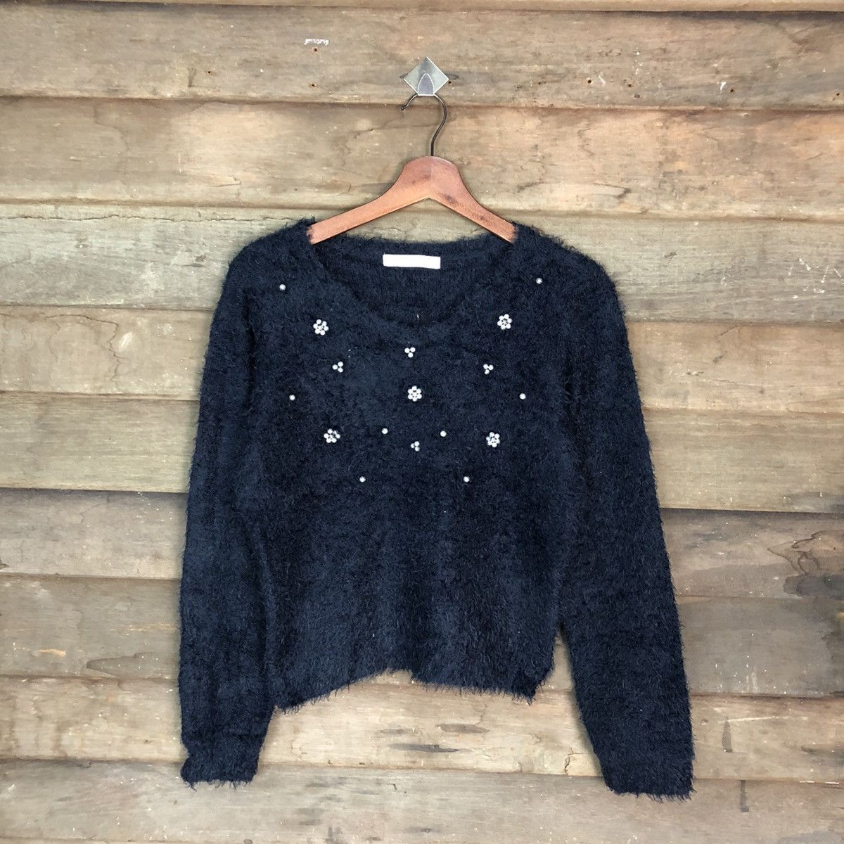 image of Homespun Knitwear A.r.w Dark Blue Shag Shaggy Fur Mohair Knitwear 6698, Women's (Size Medium)