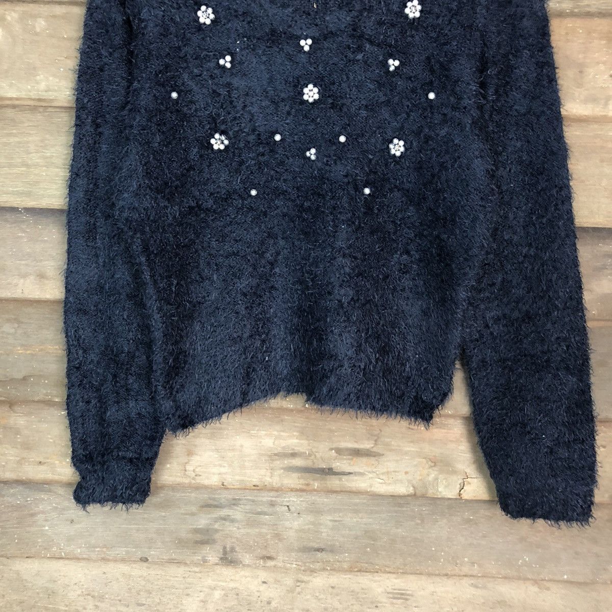 Japanese Brand A.R.W Dark Blue Shag Shaggy Fur Mohair Knitwear #6698 Size M / US 6-8 / IT 42-44 - 3 Thumbnail