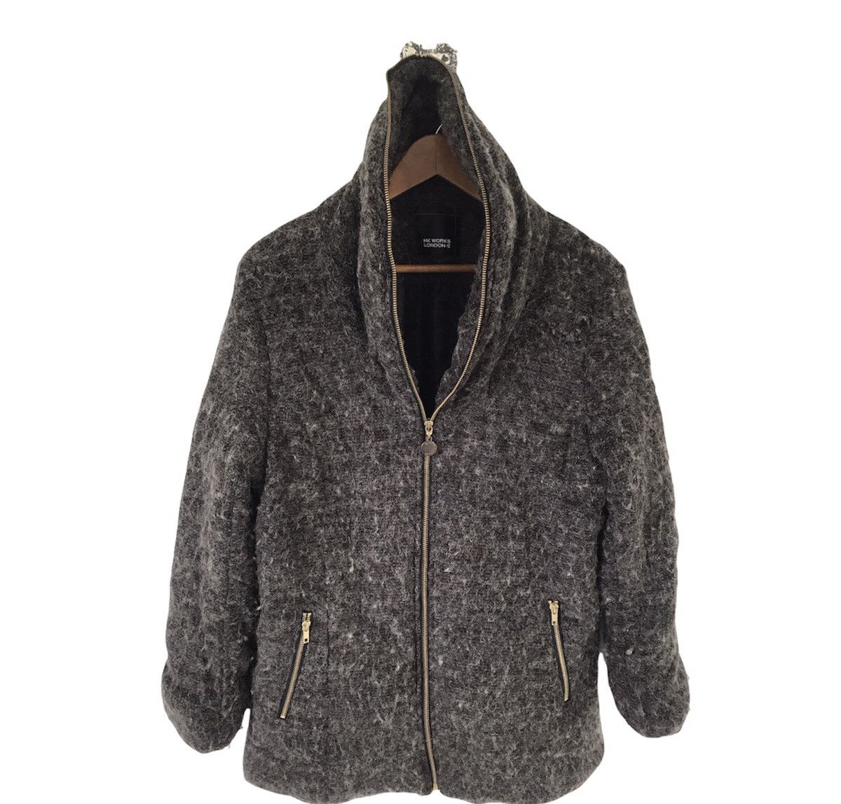 Hiroko Koshino Homme × Japanese Brand Hk Works London Full Zip Wool Hoodie Long Coat Size US M / EU 48-50 / 2 - 2 Thumbnail