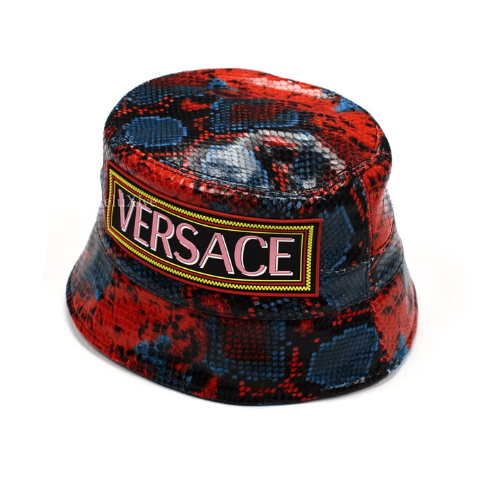 Versace Versace Snake Print Leather Bucket Hat Blue Red NWT Size ONE SIZE - 1 Preview