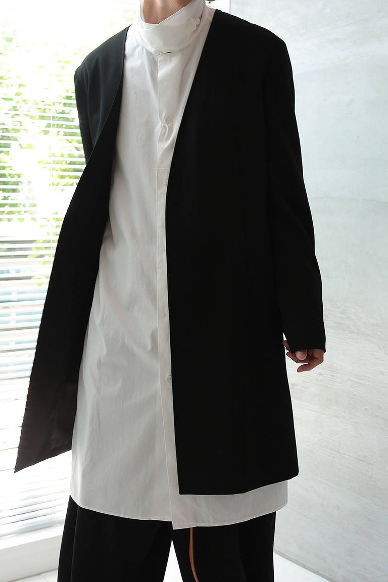 Yohji Yamamoto Pour Homme - No Collar Jacket W/Gabardine