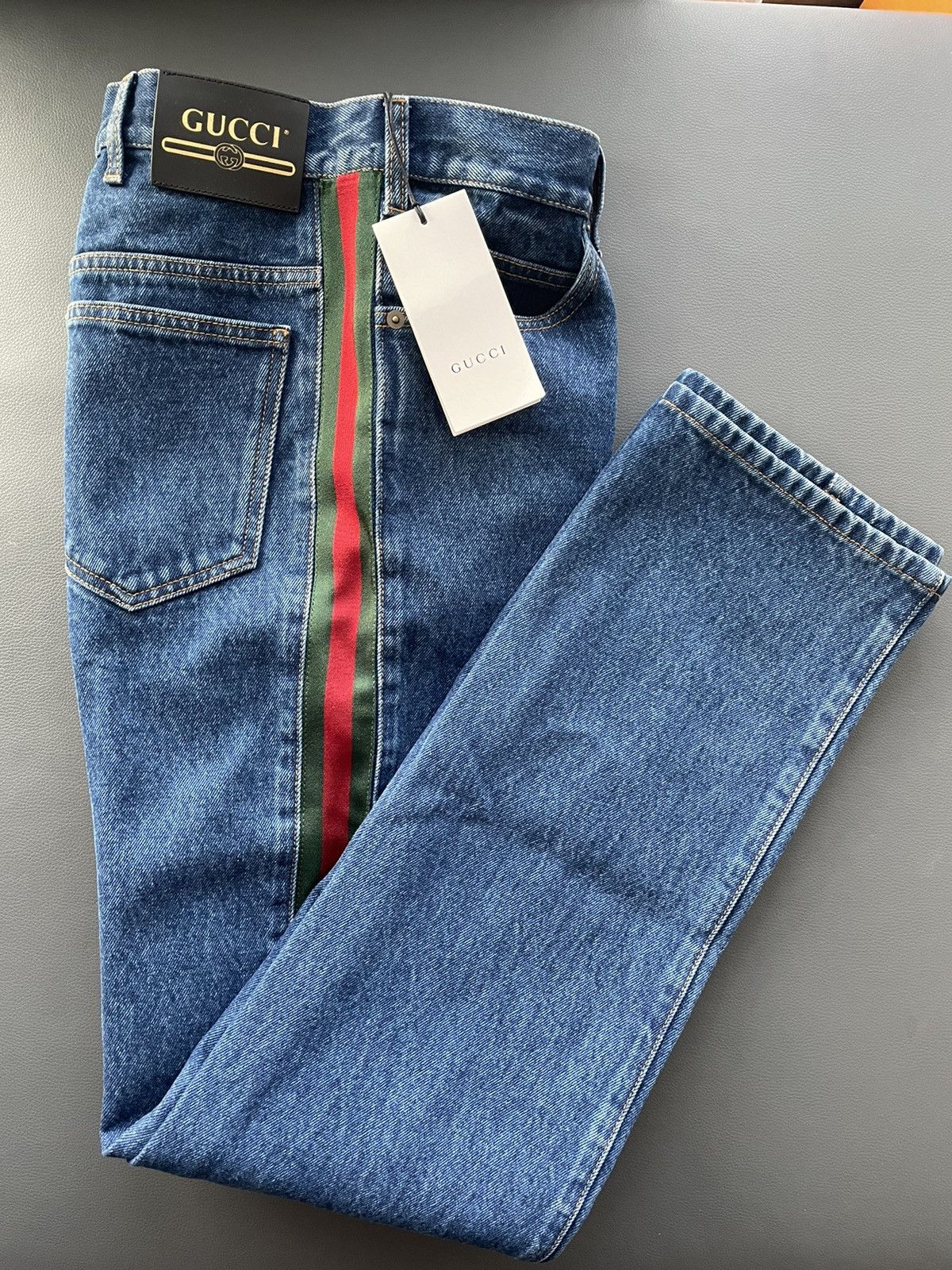 Gucci Super Runway Limited Rare Gucci Striped Washed Denim Jeans Size US 33 - 6 Thumbnail