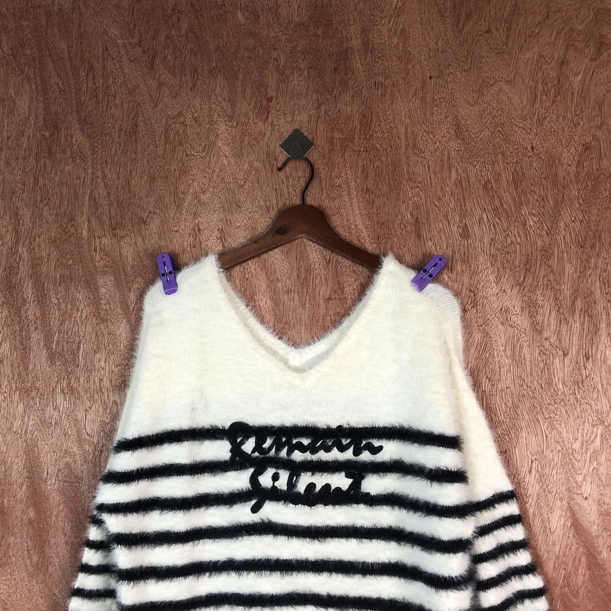 Homespun Knitwear RR-YUYU Stripe Shag Shaggy Fur Mohair Knitwear #6658 Size XL / US 12-14 / IT 48-50 - 2 Thumbnail