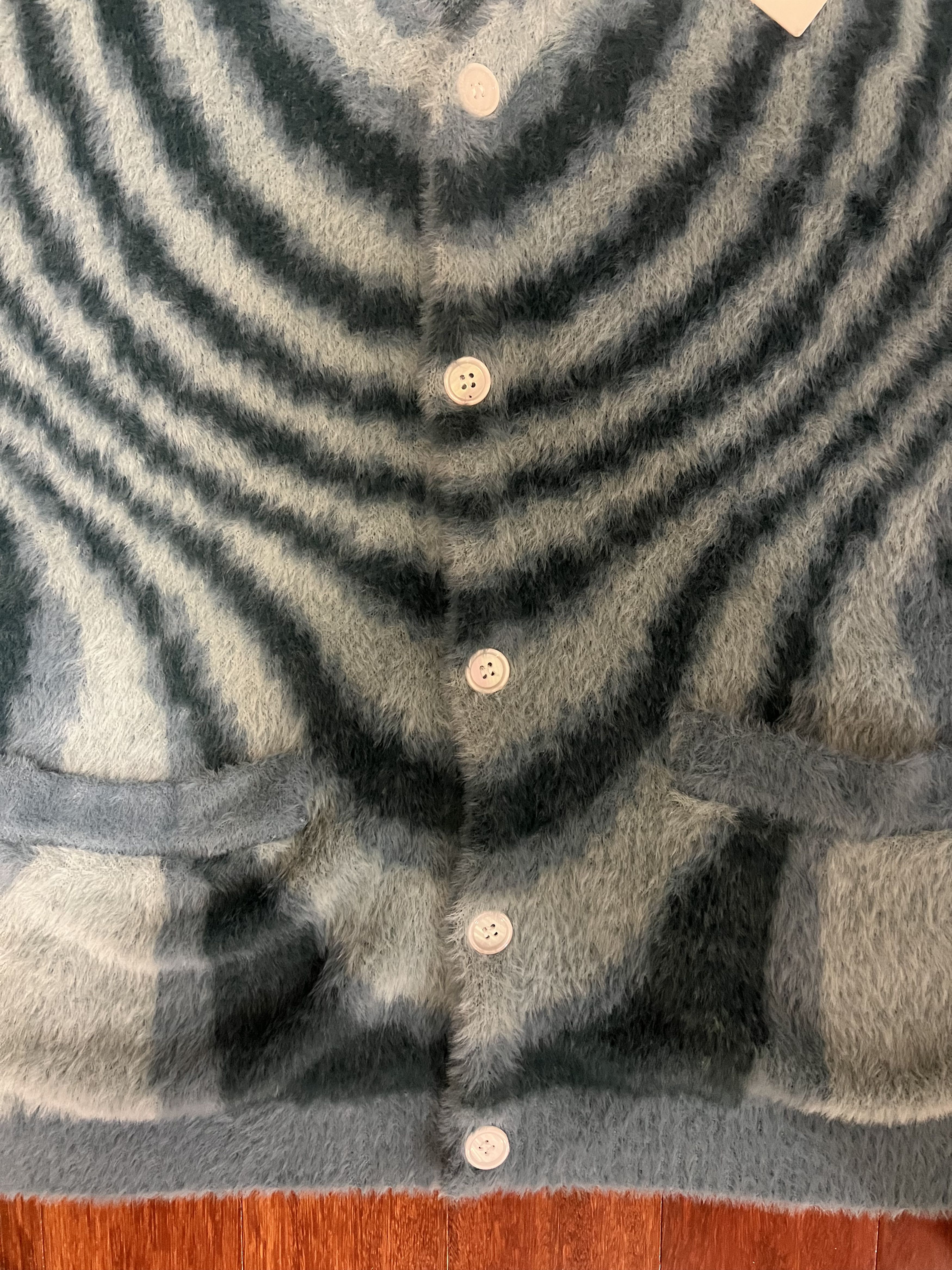 Fucking Awesome 💚 SS21 Fucking Awesome Acid Hairy Cardigan Teal Blue NEW Size US XL / EU 56 / 4 - 12 Thumbnail