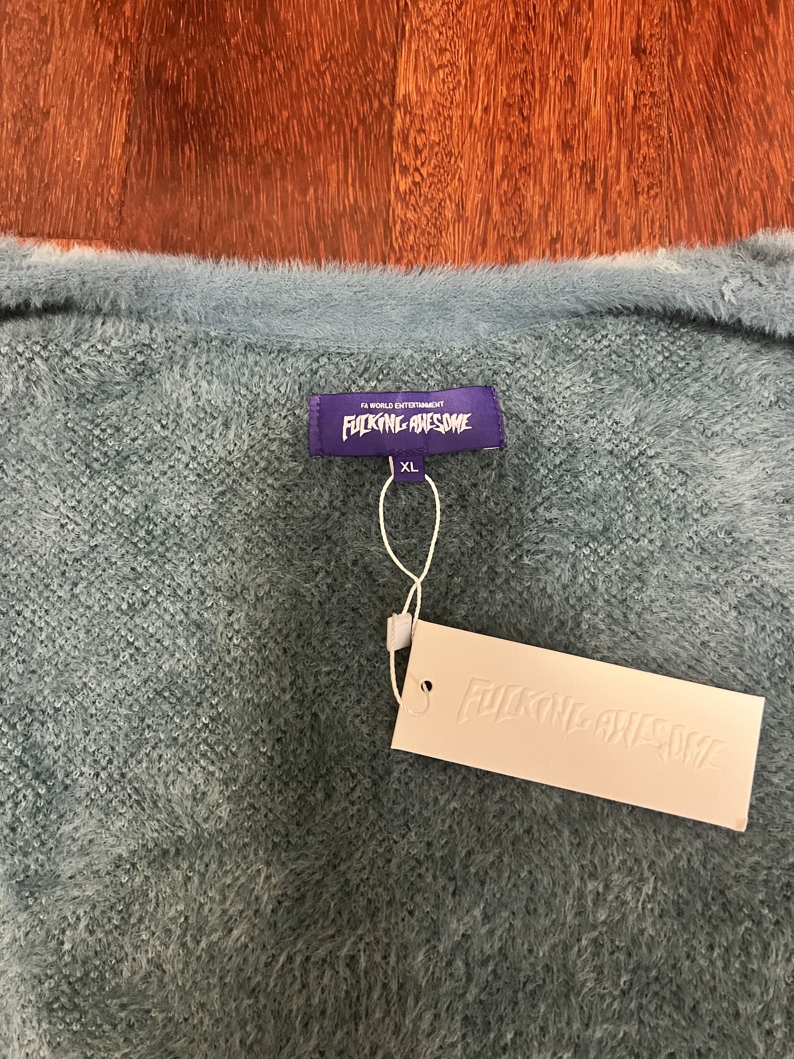 Fucking Awesome 💚 SS21 Fucking Awesome Acid Hairy Cardigan Teal Blue NEW Size US XL / EU 56 / 4 - 10 Thumbnail
