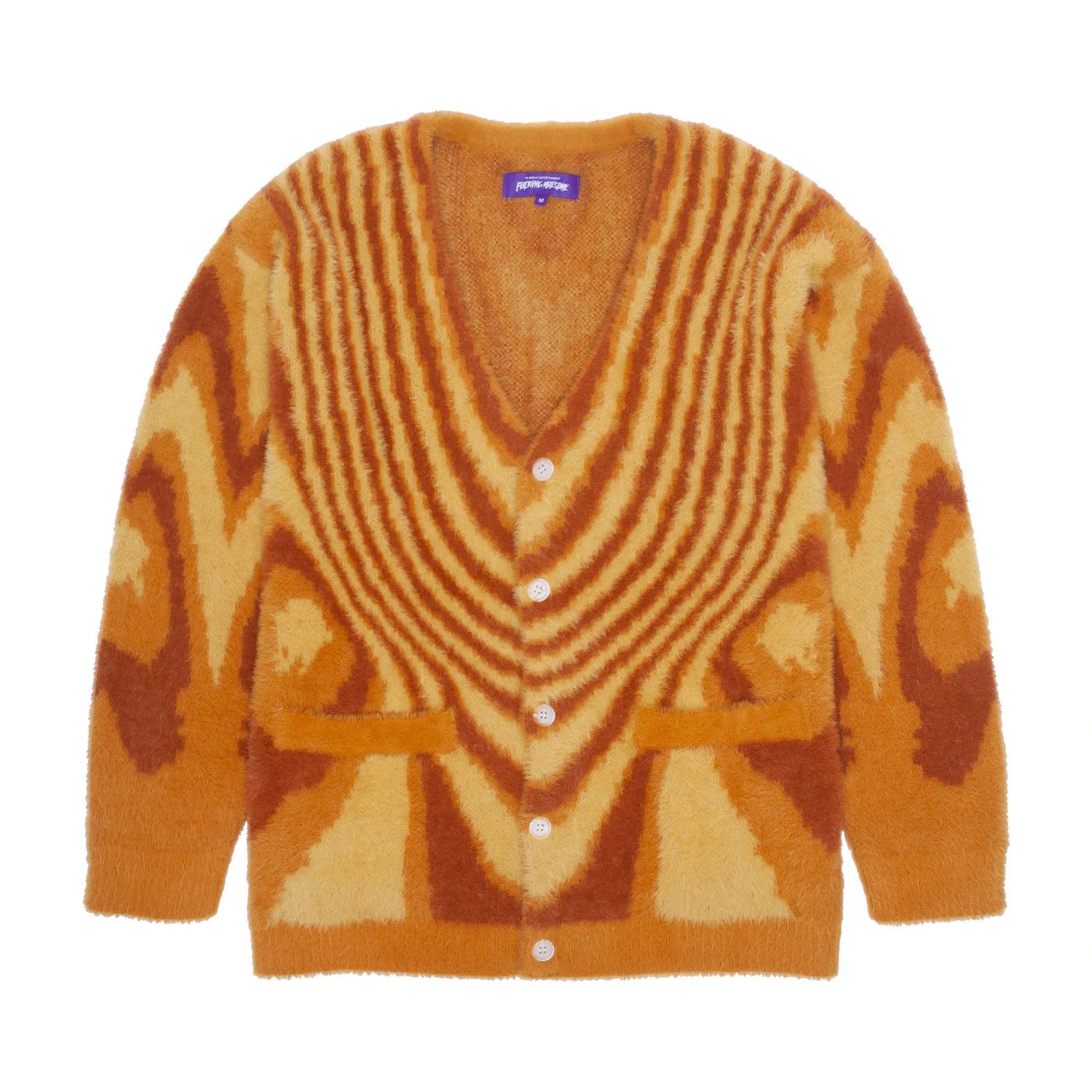 image of Ss21 Fucking Awesome Acid Hairy Cardigan Camel Orange, Men's (Size XL)
