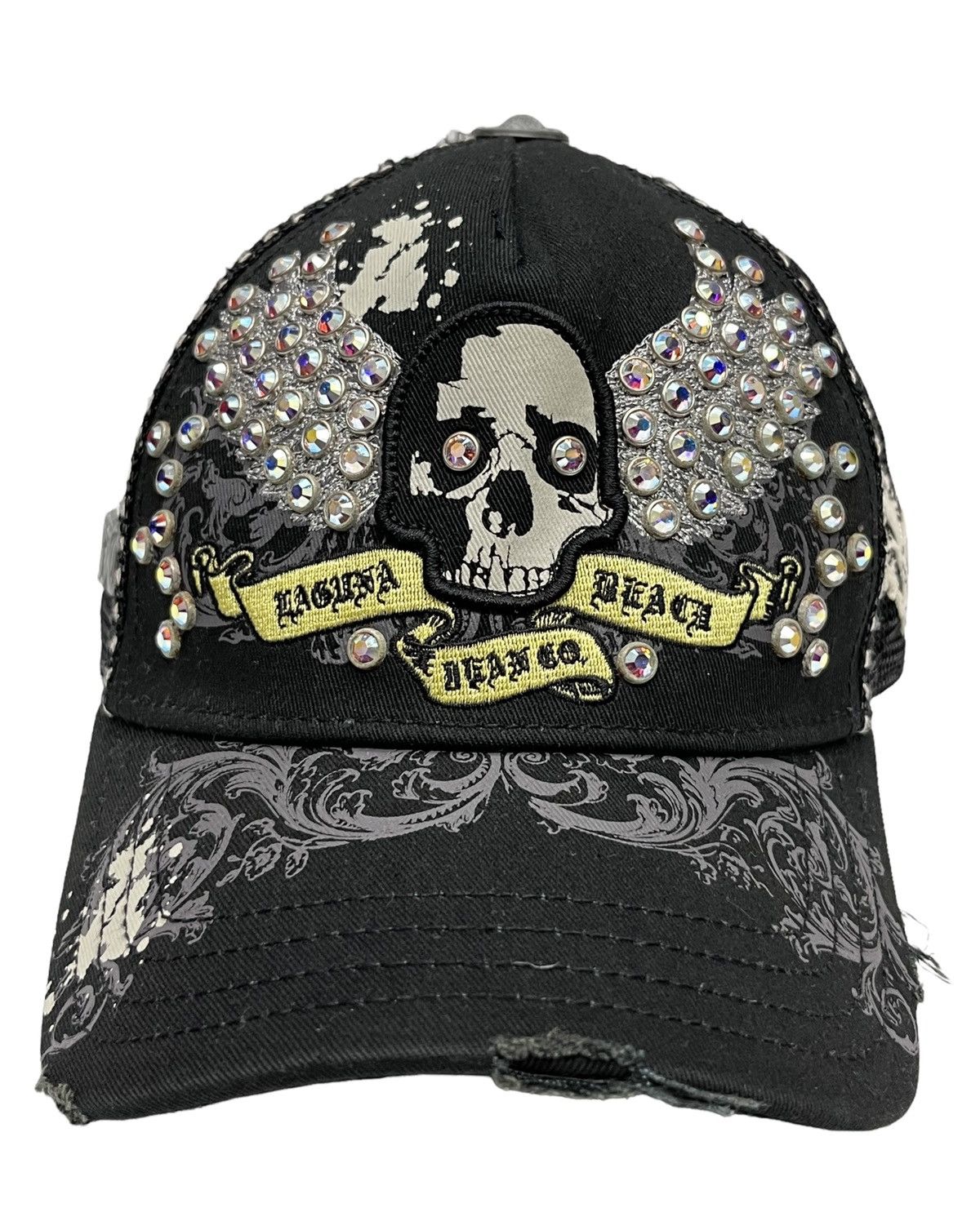 Other 90’s LAGUNA BEACH Skull Gemstone Trucker Hat C.HEARTS Style Size ONE SIZE - 3 Thumbnail