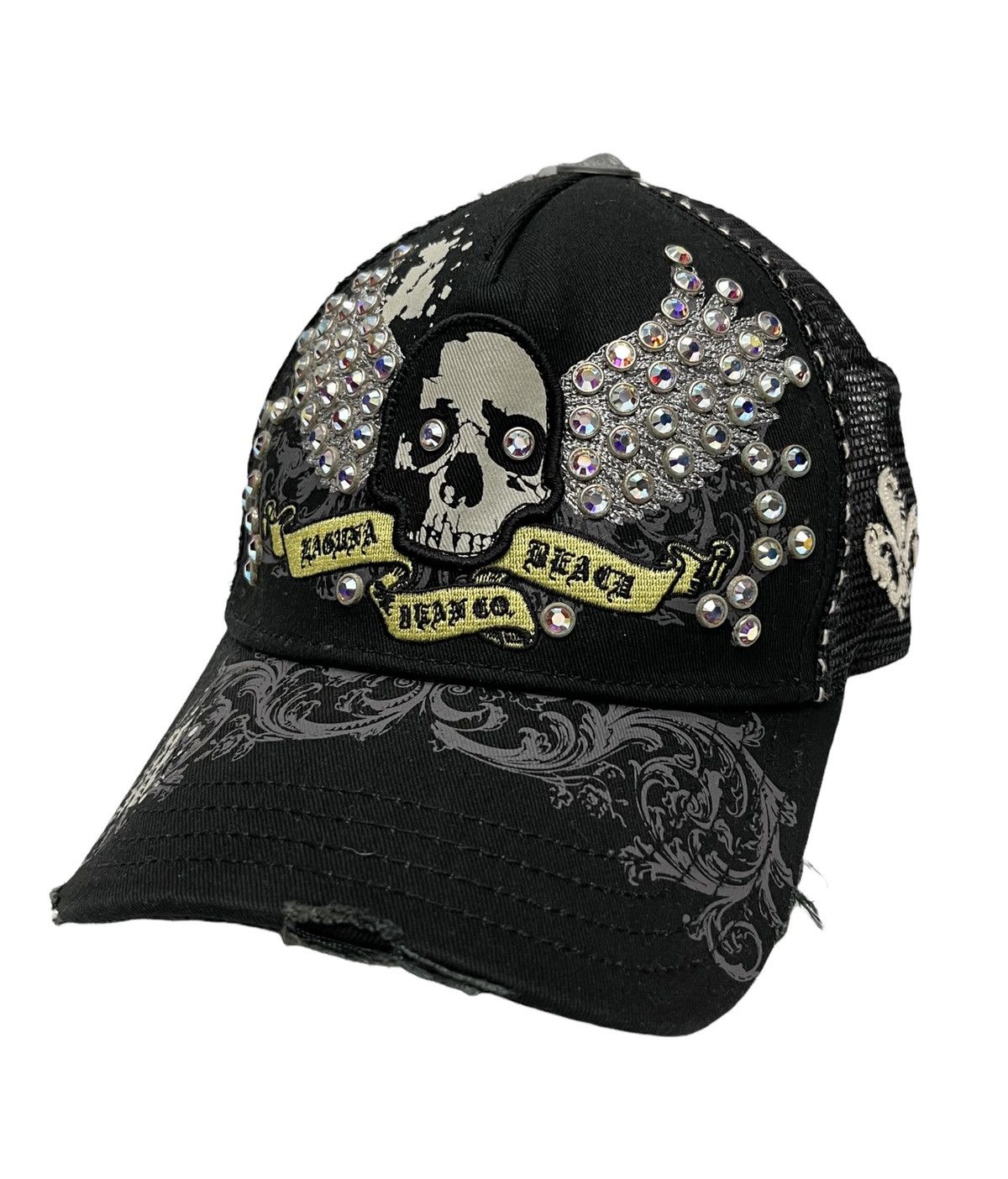 Other 90’s LAGUNA BEACH Skull Gemstone Trucker Hat C.HEARTS Style Size ONE SIZE - 2 Thumbnail