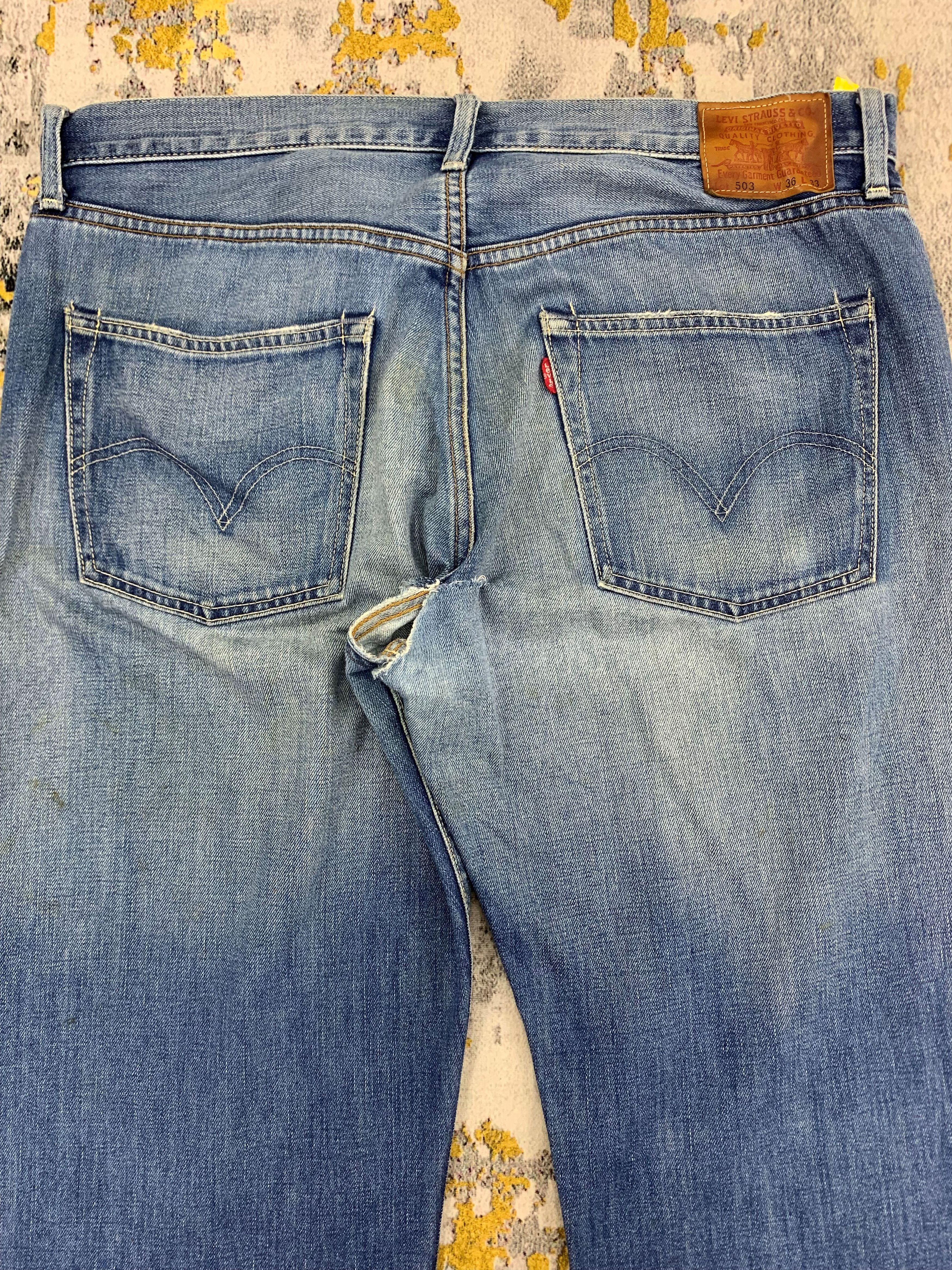 Levi's Vintage Levi's Red Line 503 Denim 37x34 Faded Light Wash Size US 37 - 8 Thumbnail
