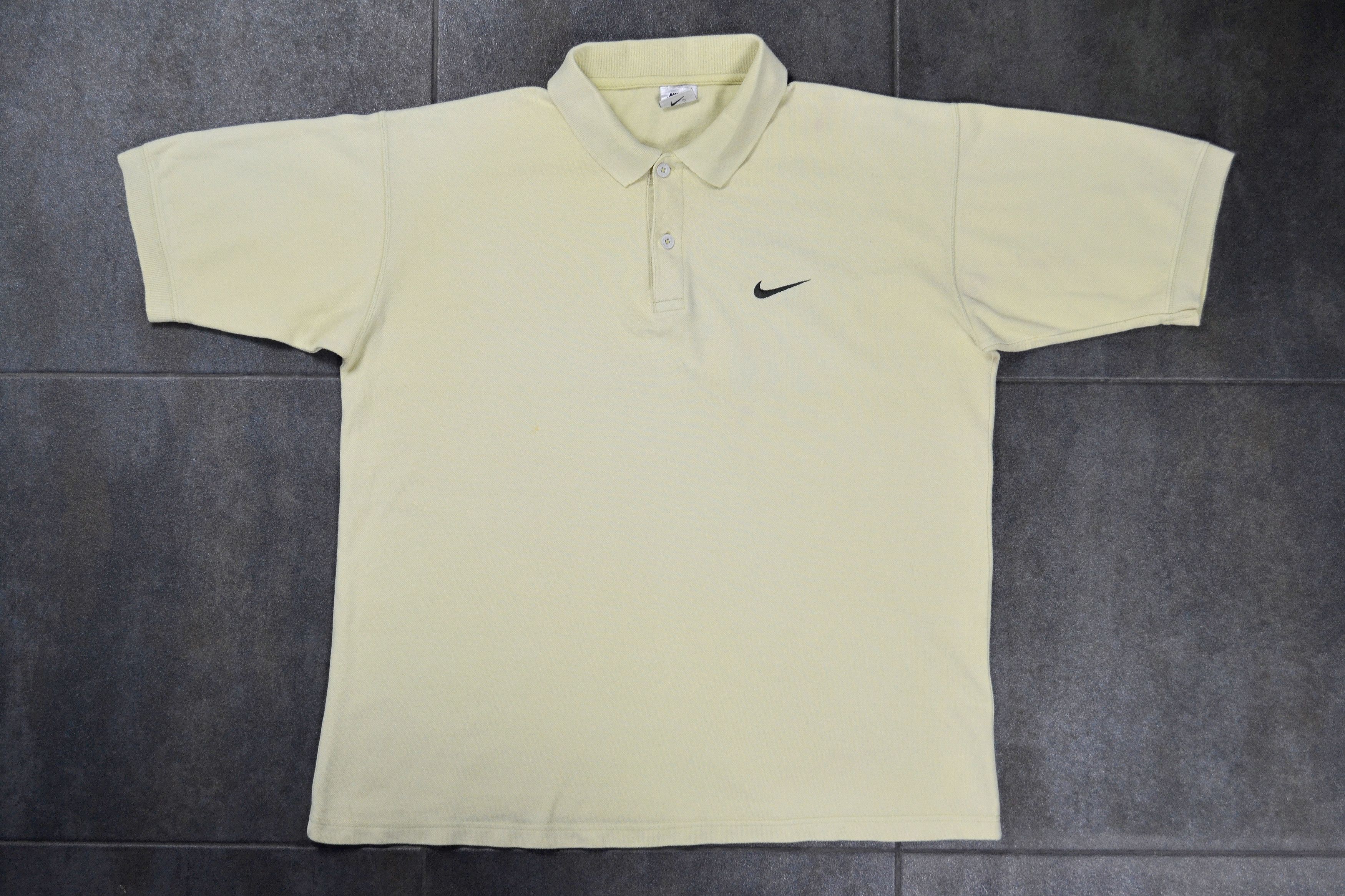 Nike × Vintage 90s Vintage Nike Swoosh Lemon Wash Polo Shirt Size US L / EU 52-54 / 3 - 5 Thumbnail