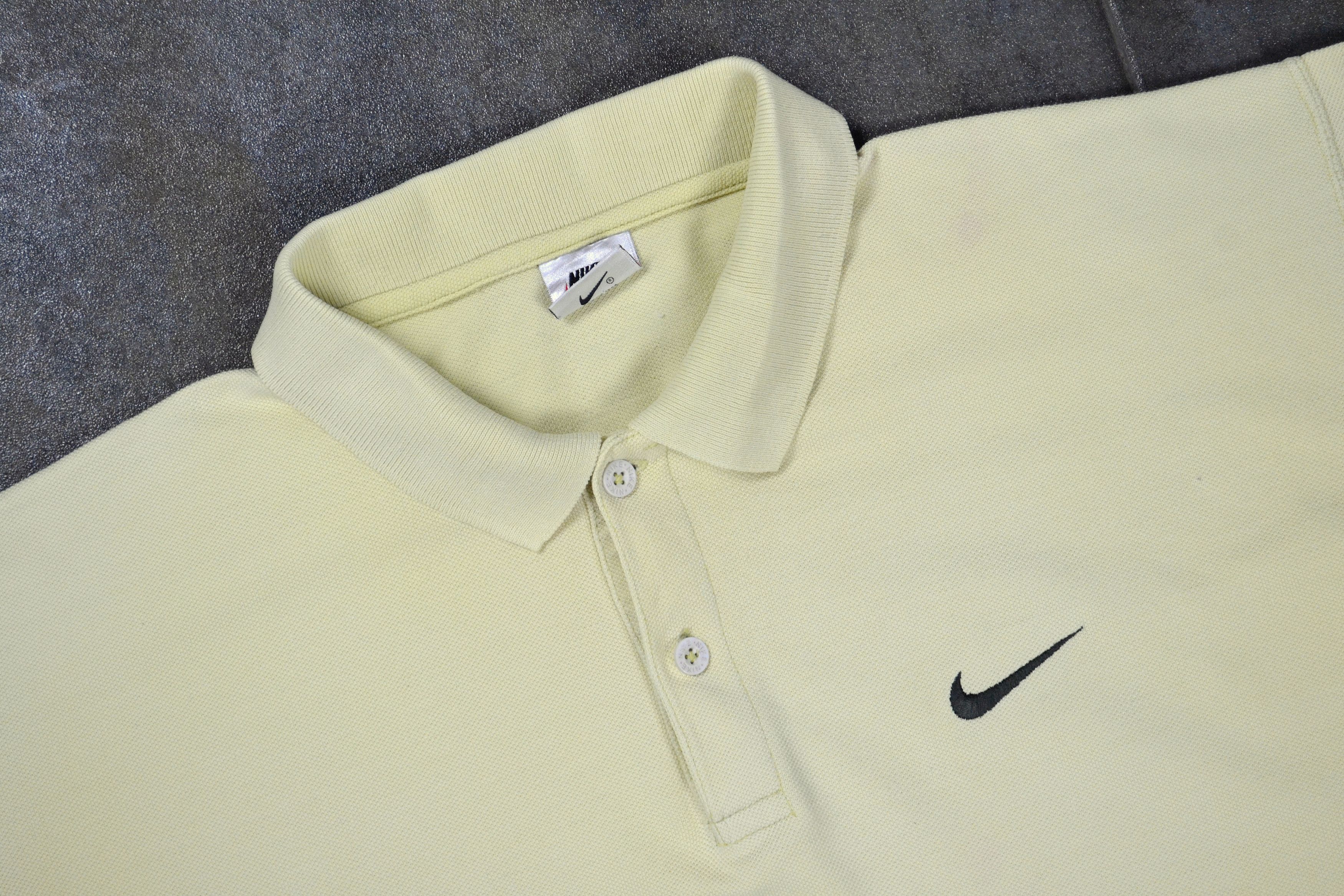 Nike × Vintage 90s Vintage Nike Swoosh Lemon Wash Polo Shirt Size US L / EU 52-54 / 3 - 6 Thumbnail