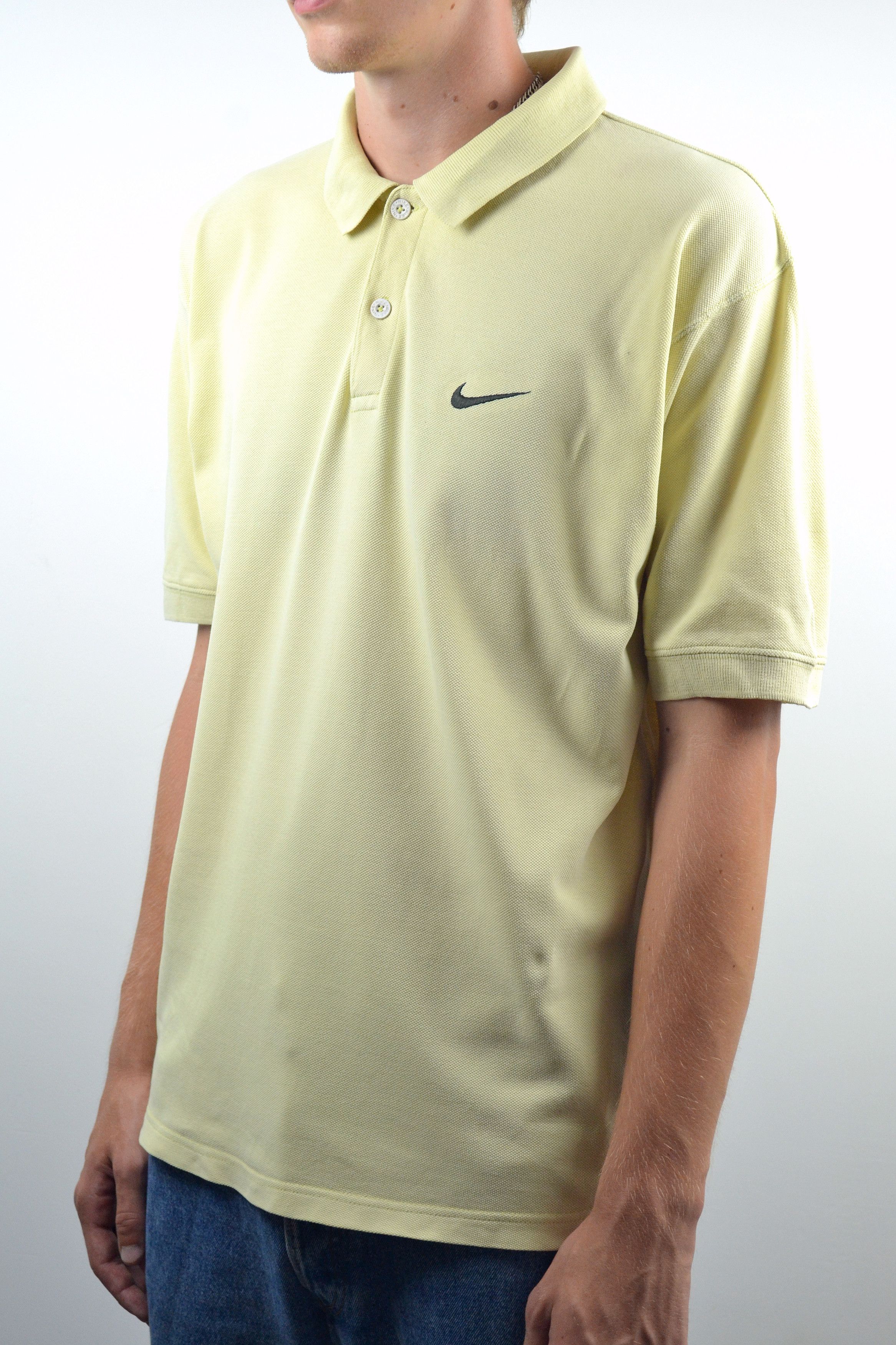 Nike × Vintage 90s Vintage Nike Swoosh Lemon Wash Polo Shirt Size US L / EU 52-54 / 3 - 3 Thumbnail