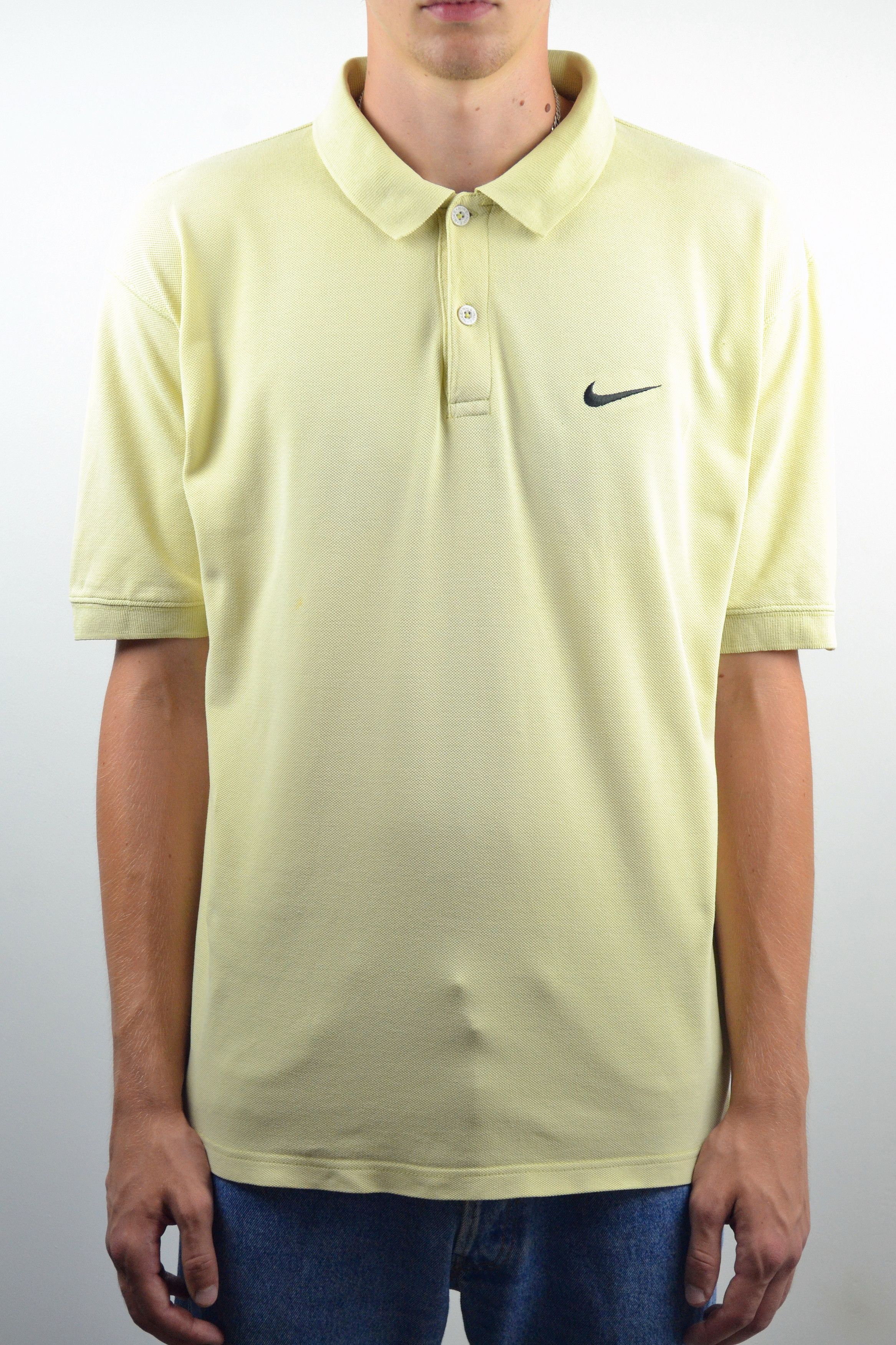 Nike × Vintage 90s Vintage Nike Swoosh Lemon Wash Polo Shirt Size US L / EU 52-54 / 3 - 1 Thumbnail