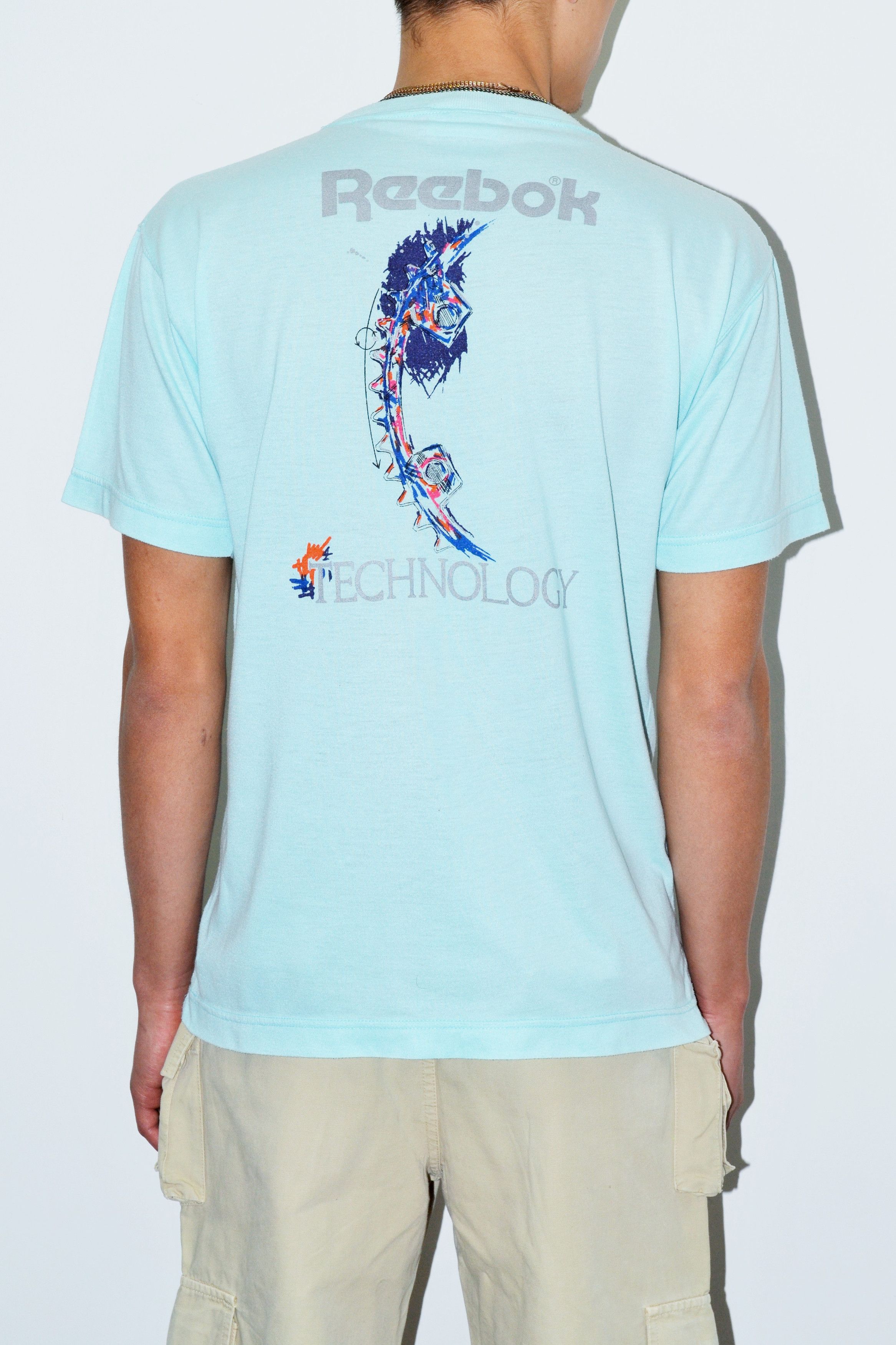 Reebok Vintage 90s Reebok Technology Big Logo Spellout Blue Shirt Size US M / EU 48-50 / 2 - 2 Thumbnail
