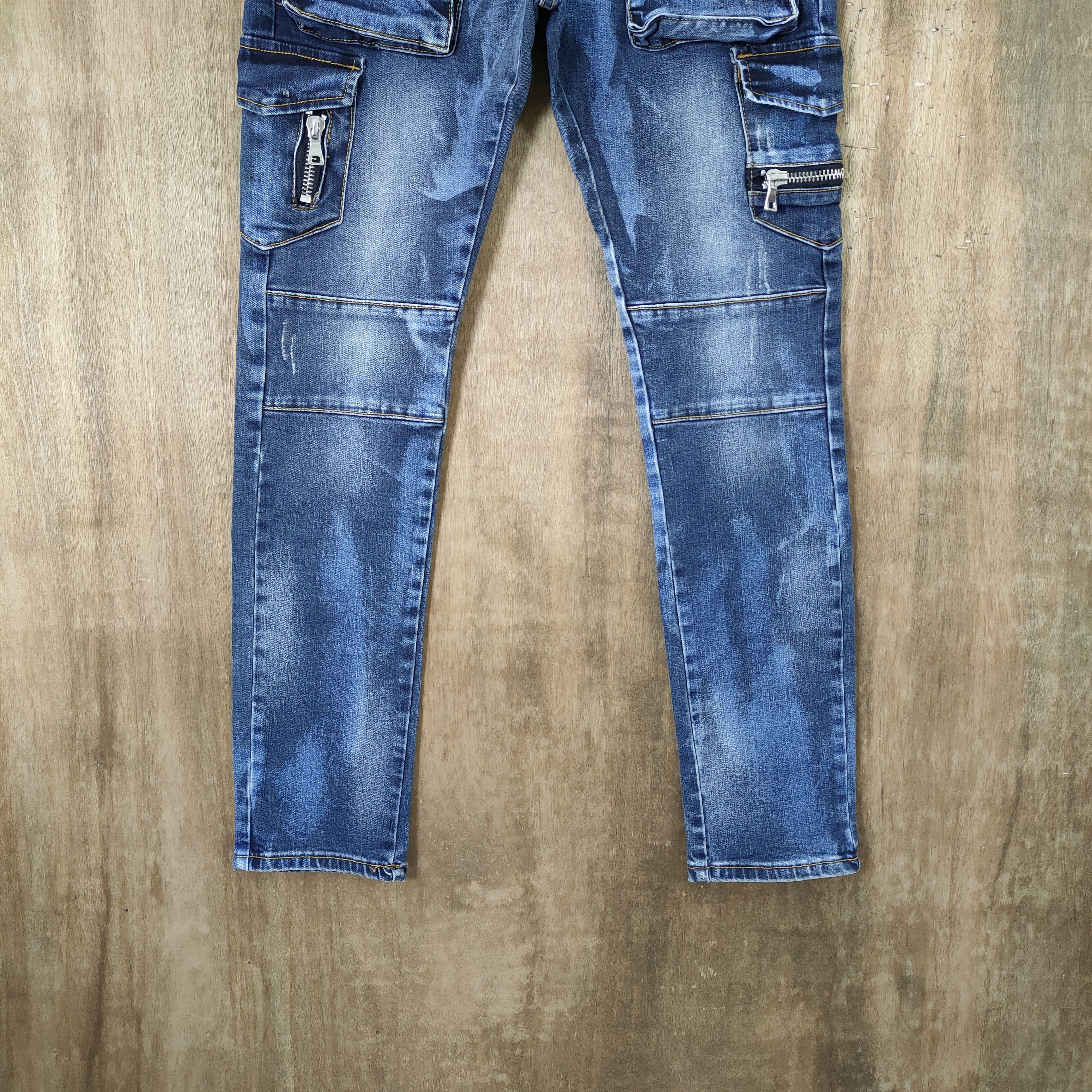 Japanese Brand DRAW.M 10 POCKET FADED DENIM JEANS CARGO PANTS Size US 29 - 3 Thumbnail