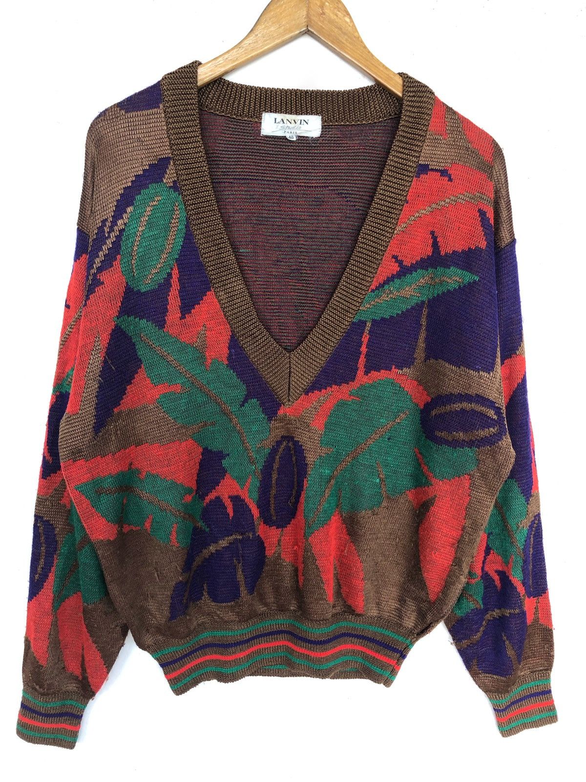 DOPE🔥Lanvin Studio Paris O/S V Neck Hand Knitted