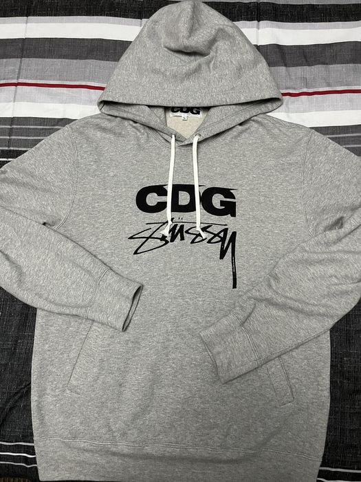 Stussy CDG X Stussy Hoodie Heather Grey | Grailed