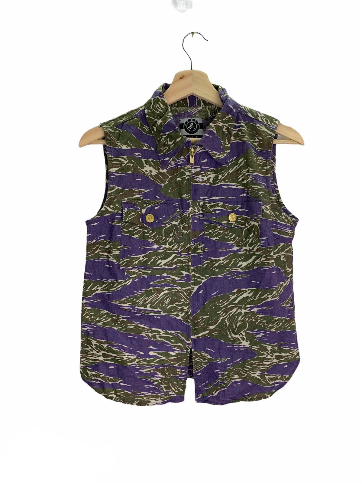 JapaneseBrand Agnes B tiger stripes Camo Zip up Vest