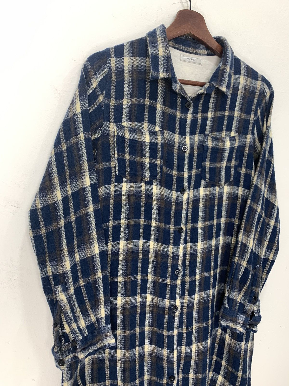 Flannel × Japanese Brand SWEET ROUGE Vintage Plaid Checkered Wool Craft Long Flannel Size M / US 6-8 / IT 42-44 - 6 Thumbnail