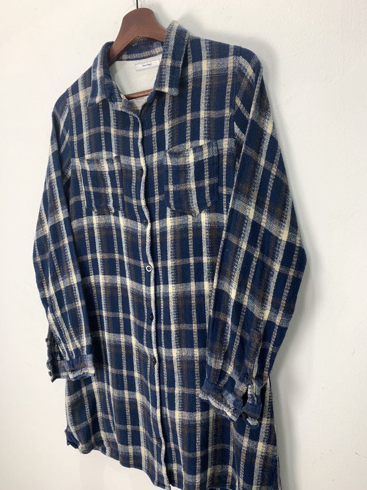 Flannel × Japanese Brand SWEET ROUGE Vintage Plaid Checkered Wool Craft Long Flannel Size M / US 6-8 / IT 42-44 - 7 Thumbnail