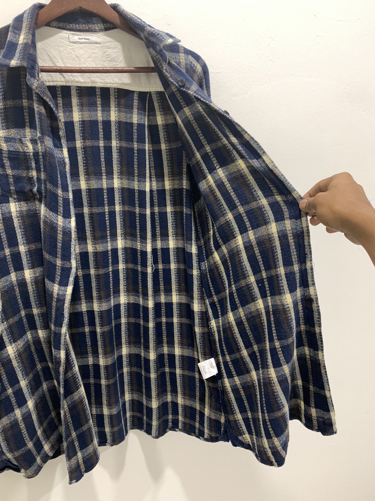 Flannel × Japanese Brand SWEET ROUGE Vintage Plaid Checkered Wool Craft Long Flannel Size M / US 6-8 / IT 42-44 - 16 Thumbnail