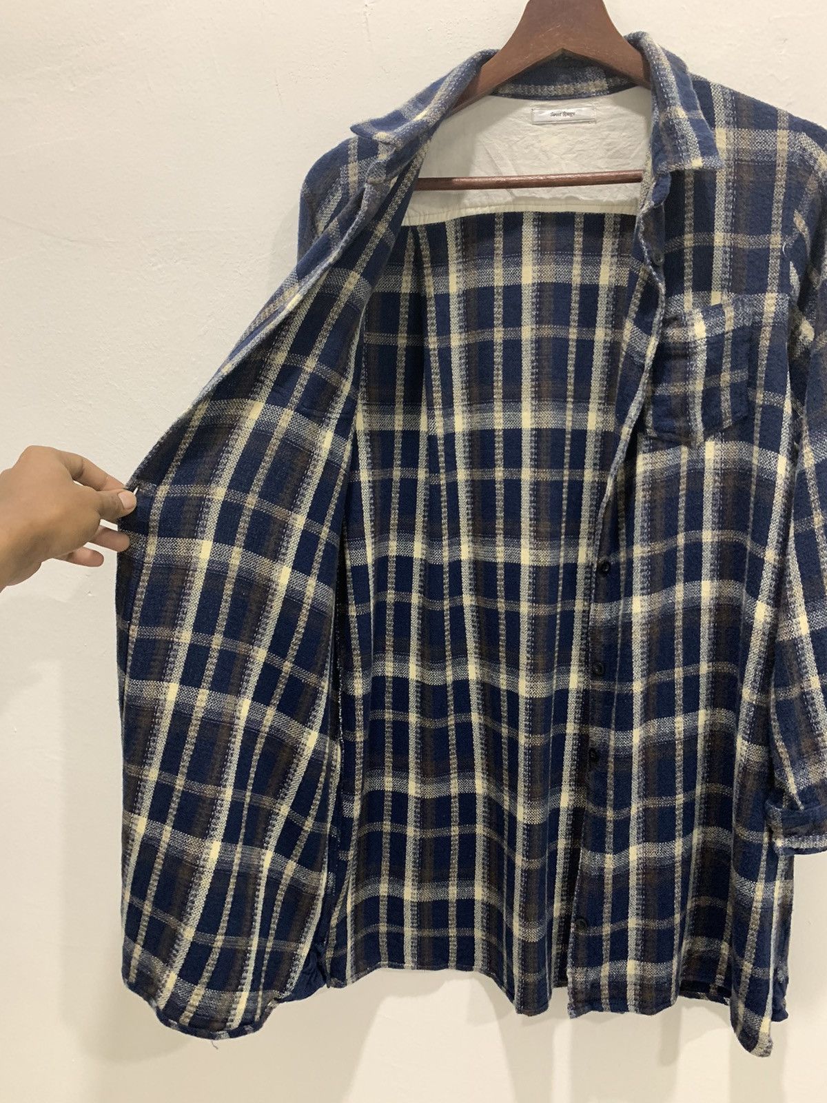Flannel × Japanese Brand SWEET ROUGE Vintage Plaid Checkered Wool Craft Long Flannel Size M / US 6-8 / IT 42-44 - 15 Thumbnail