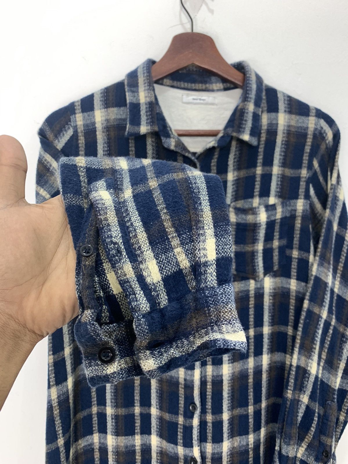 Flannel × Japanese Brand SWEET ROUGE Vintage Plaid Checkered Wool Craft Long Flannel Size M / US 6-8 / IT 42-44 - 9 Thumbnail