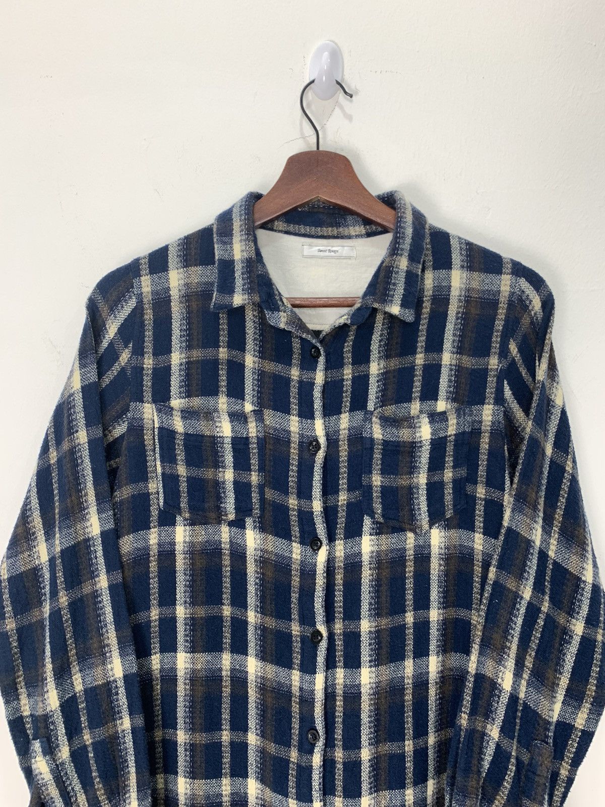 Flannel × Japanese Brand SWEET ROUGE Vintage Plaid Checkered Wool Craft Long Flannel Size M / US 6-8 / IT 42-44 - 4 Thumbnail