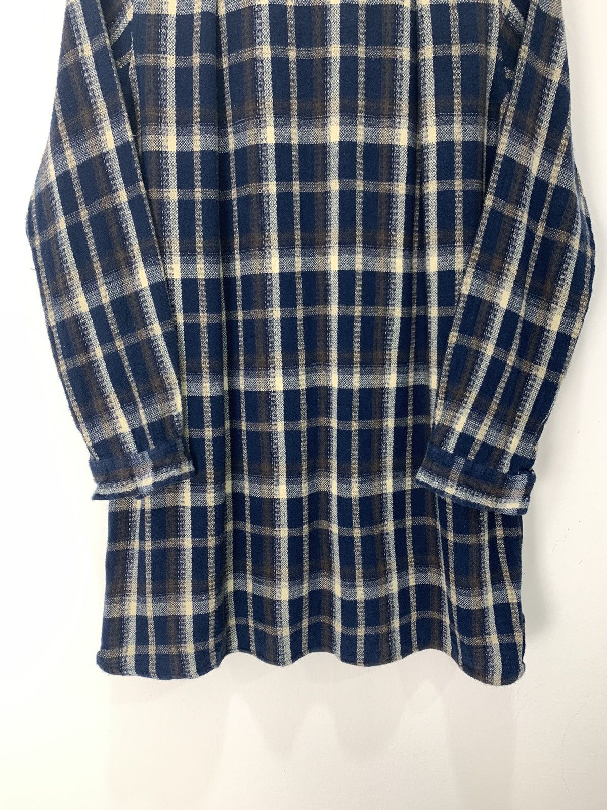 Flannel × Japanese Brand SWEET ROUGE Vintage Plaid Checkered Wool Craft Long Flannel Size M / US 6-8 / IT 42-44 - 11 Thumbnail
