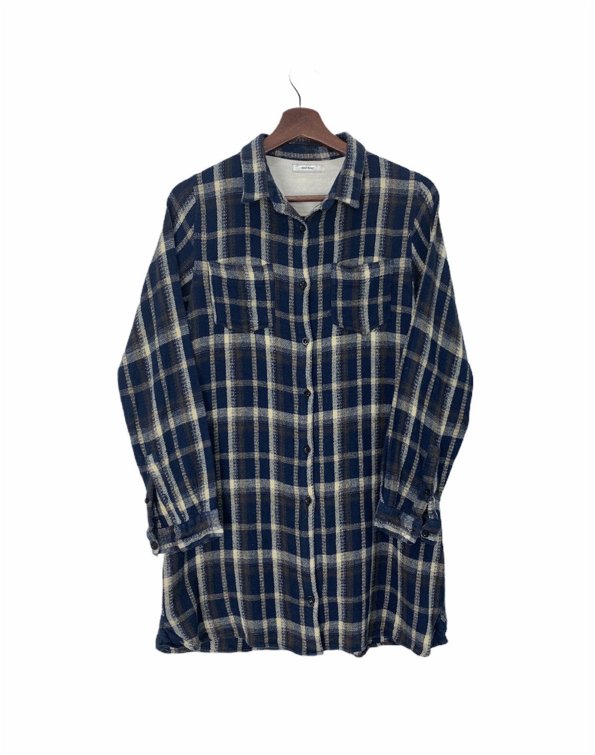 Flannel × Japanese Brand SWEET ROUGE Vintage Plaid Checkered Wool Craft Long Flannel Size M / US 6-8 / IT 42-44 - 1 Thumbnail