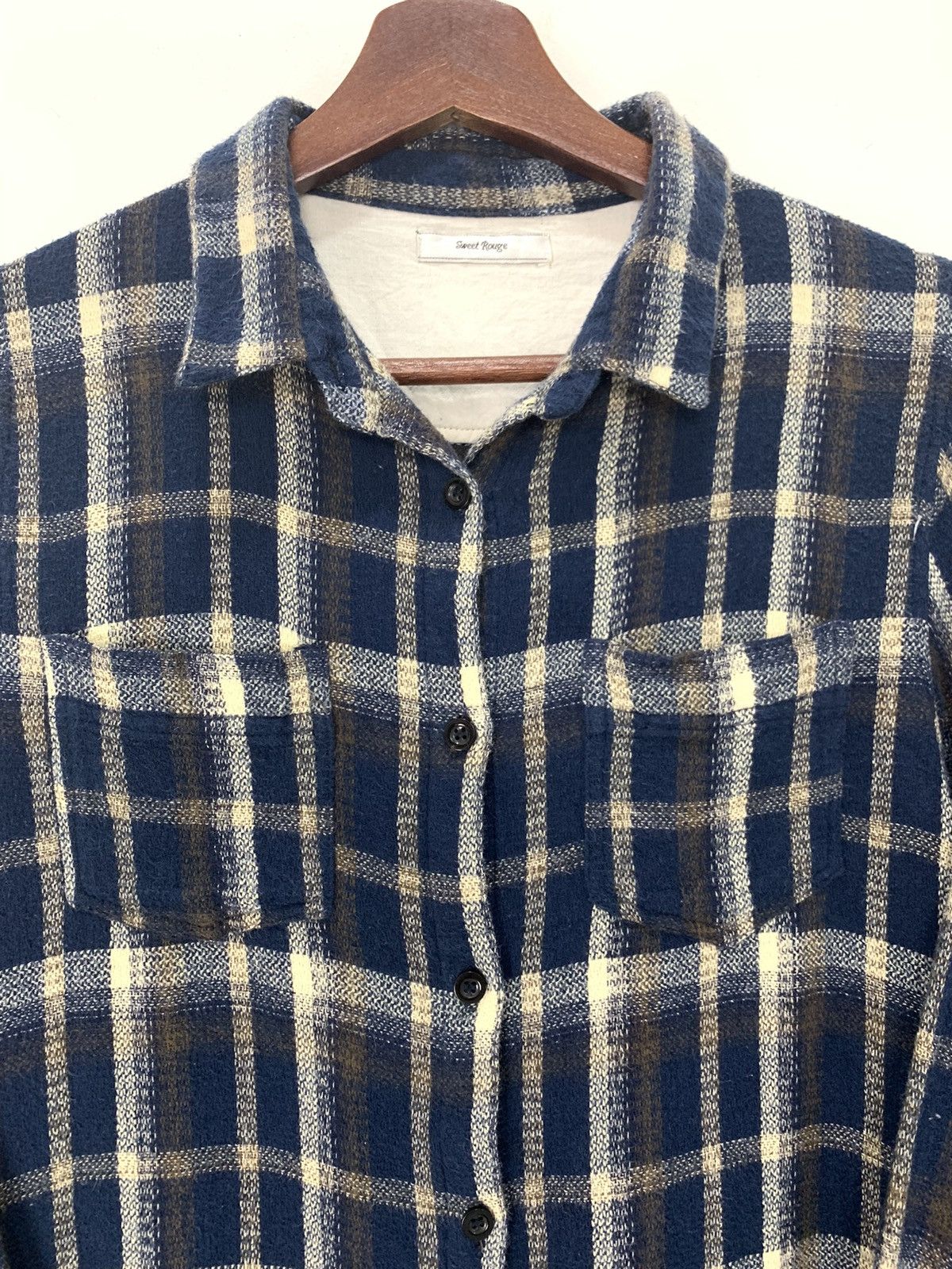 Flannel × Japanese Brand SWEET ROUGE Vintage Plaid Checkered Wool Craft Long Flannel Size M / US 6-8 / IT 42-44 - 8 Thumbnail