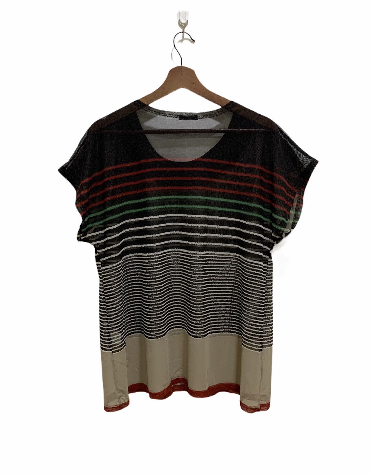 Cross Colours × Japanese Brand × OVER THE STRiPES FIRST Transparent MeshNet Colourful Stripe Sleeveless Shirt Size M / US 6-8 / IT 42-44 - 2 Thumbnail