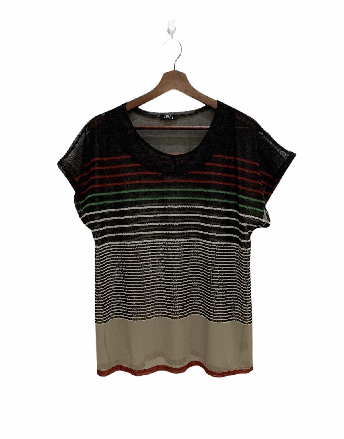 Cross Colours × Japanese Brand × OVER THE STRiPES FIRST Transparent MeshNet Colourful Stripe Sleeveless Shirt Size M / US 6-8 / IT 42-44 - 1 Thumbnail